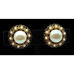 Vintage West Germany Earrings Faux Pearl Signed‎ Jewelry